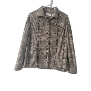 Women's ALFRED DUNNER Reptile print embossed moleskin  jacket bronze brown cream